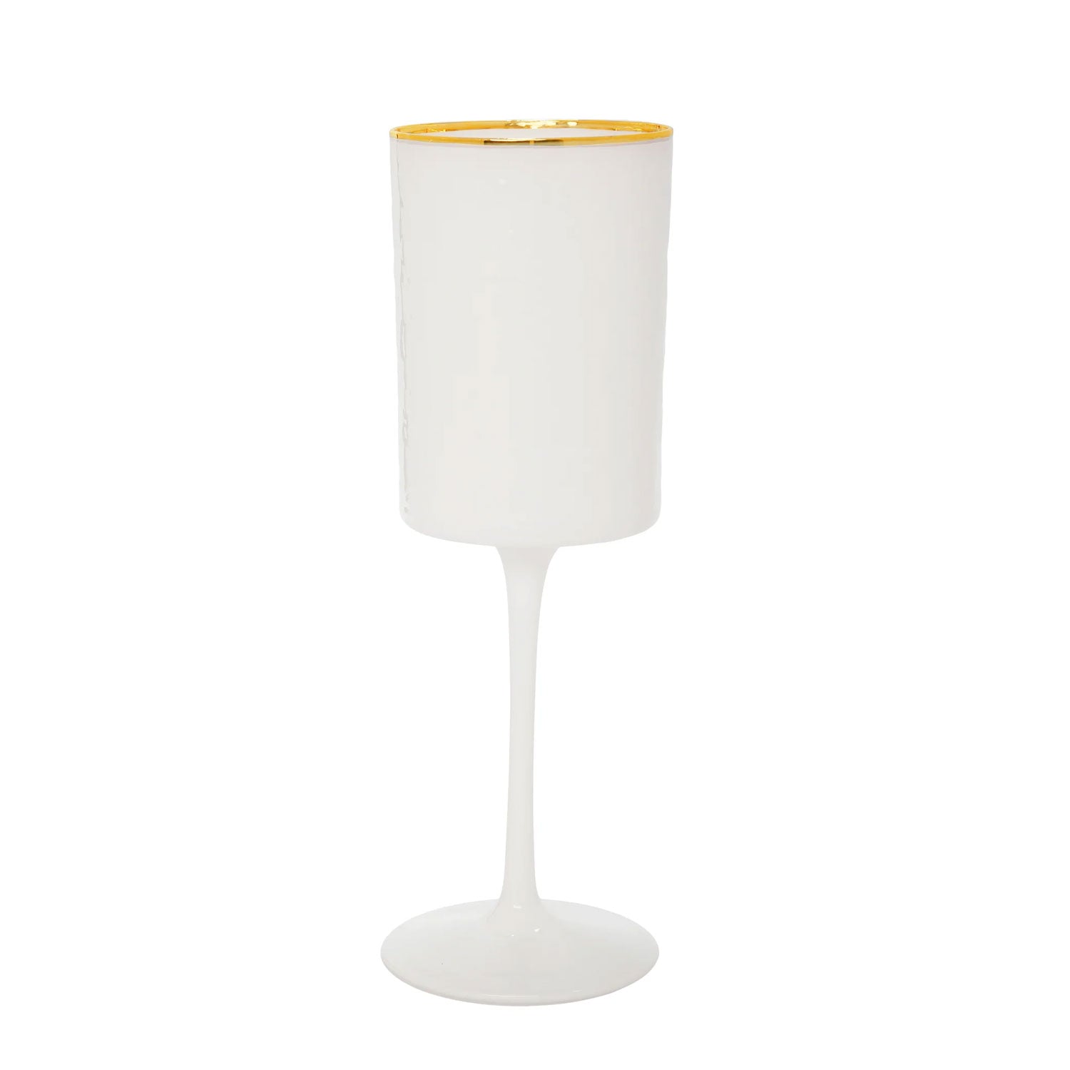 Set of 6 White Square Shaped Wine Glasses with Gold Rim - Curated